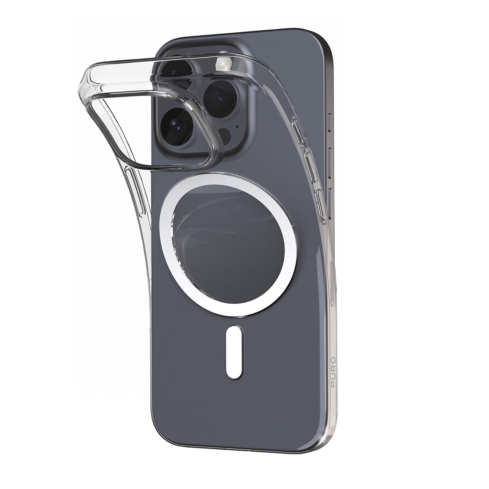 Puro 03 Mag MagSafe silikonfodral för iPhone 16 Pro - Transparent