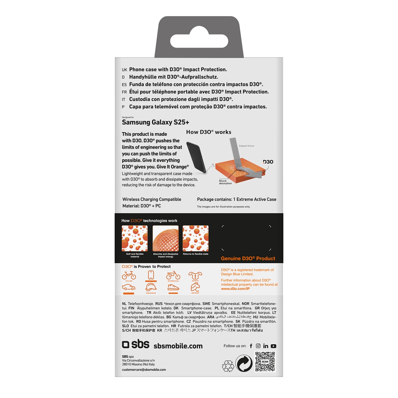 SBS D3O Etui til Samsung Galaxy S25+ - Transparent