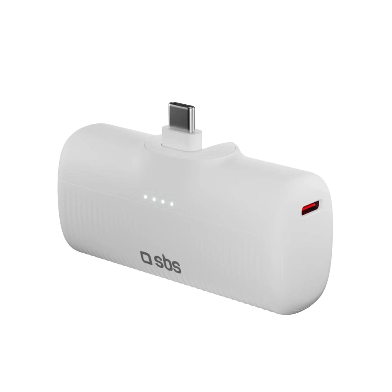 SBS EcoPower 5000 mAh 10W Powerbank med inbyggd USB-C-port - Vit