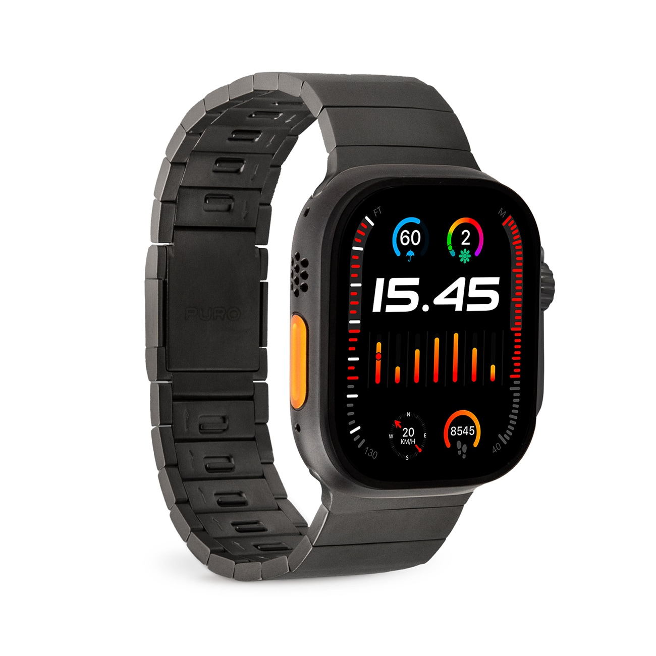 Puro TITAN rostfritt stål Apple klockarmband 42/44/45/49 mm - svart