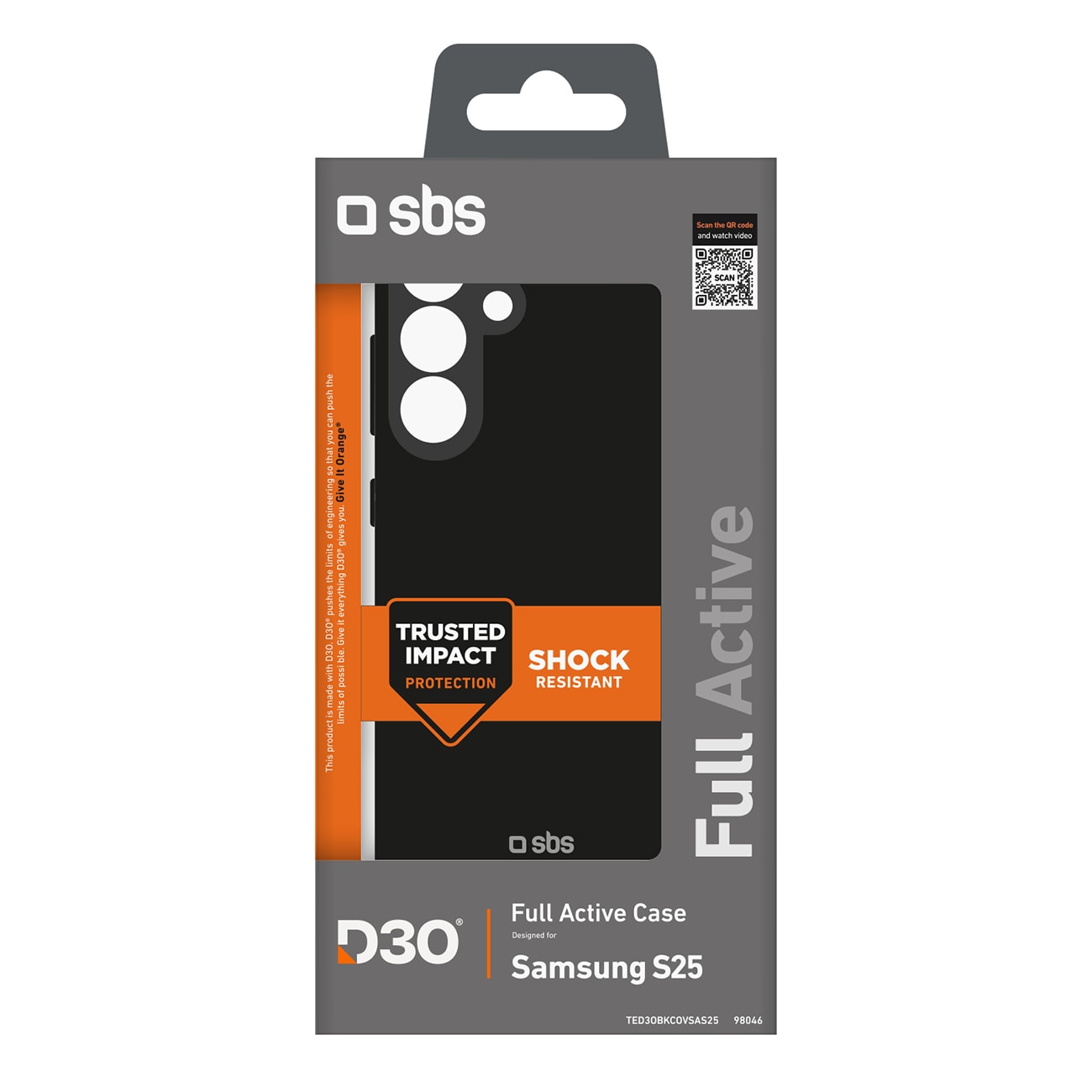 SBS D3O-etui til Samsung Galaxy S25 - Sort