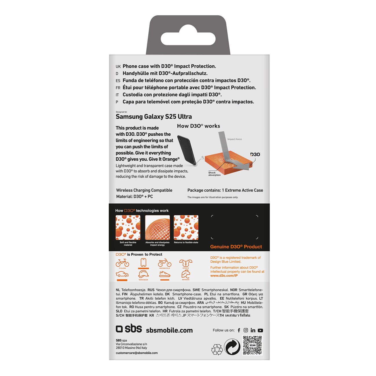 SBS D3O Etui til Samsung Galaxy S25 Ultra - Transparent