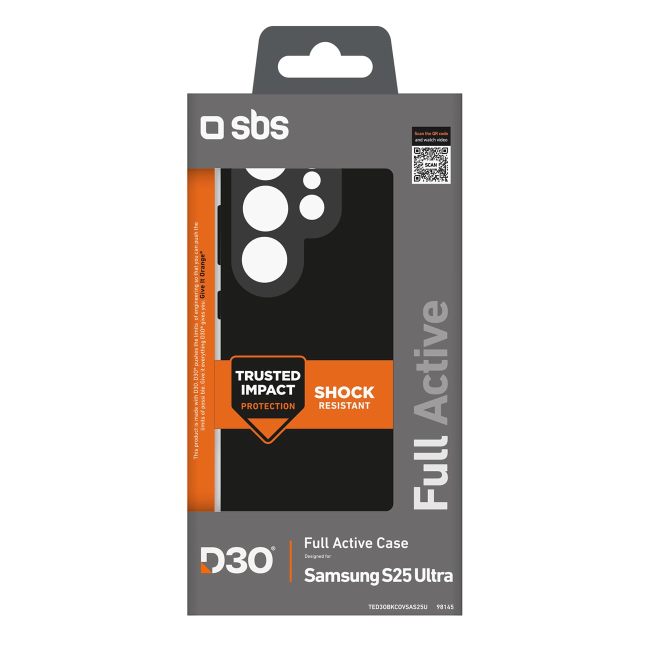 SBS D3O-etui til Samsung Galaxy S25 Ultra - Sort