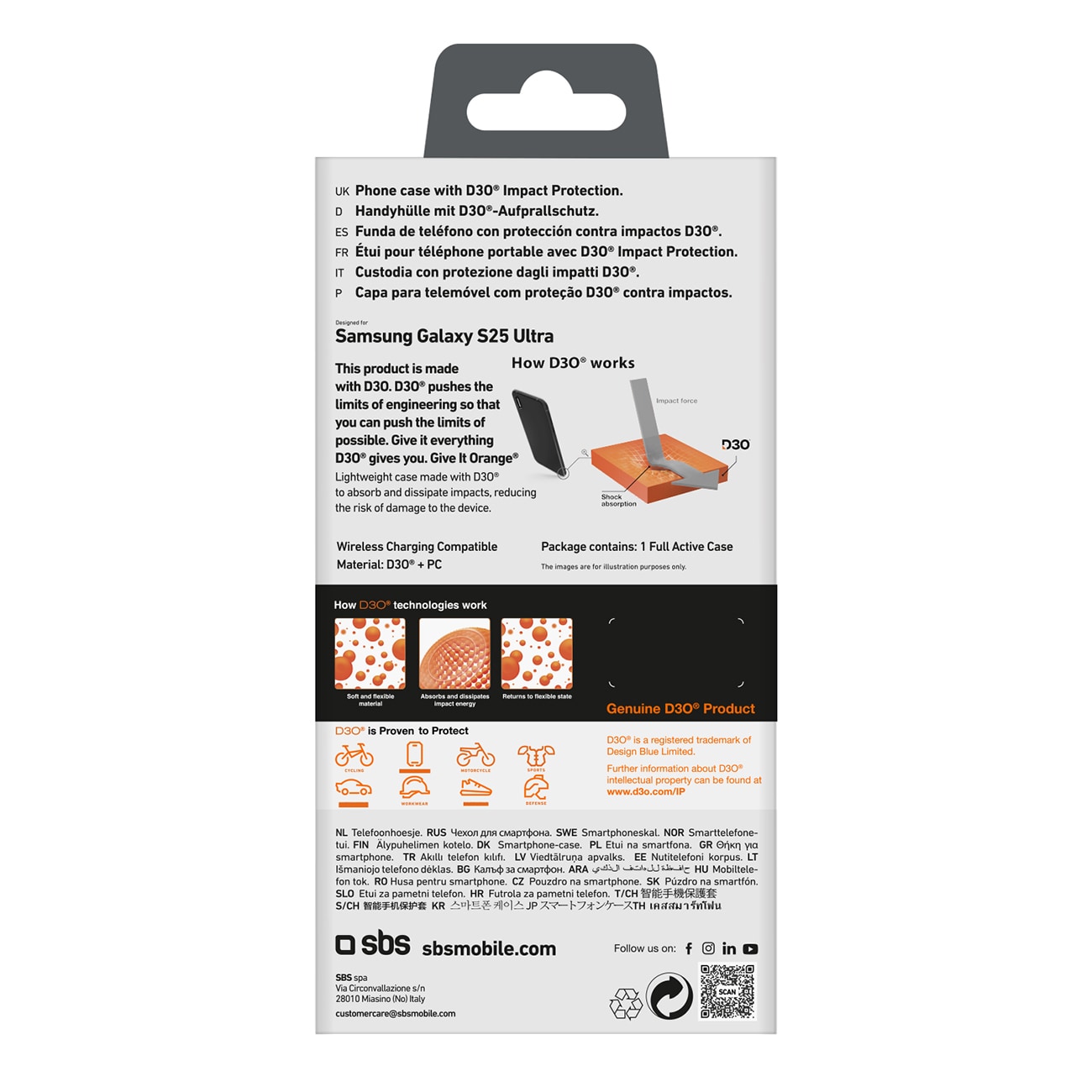 SBS D3O-etui til Samsung Galaxy S25 Ultra - Sort