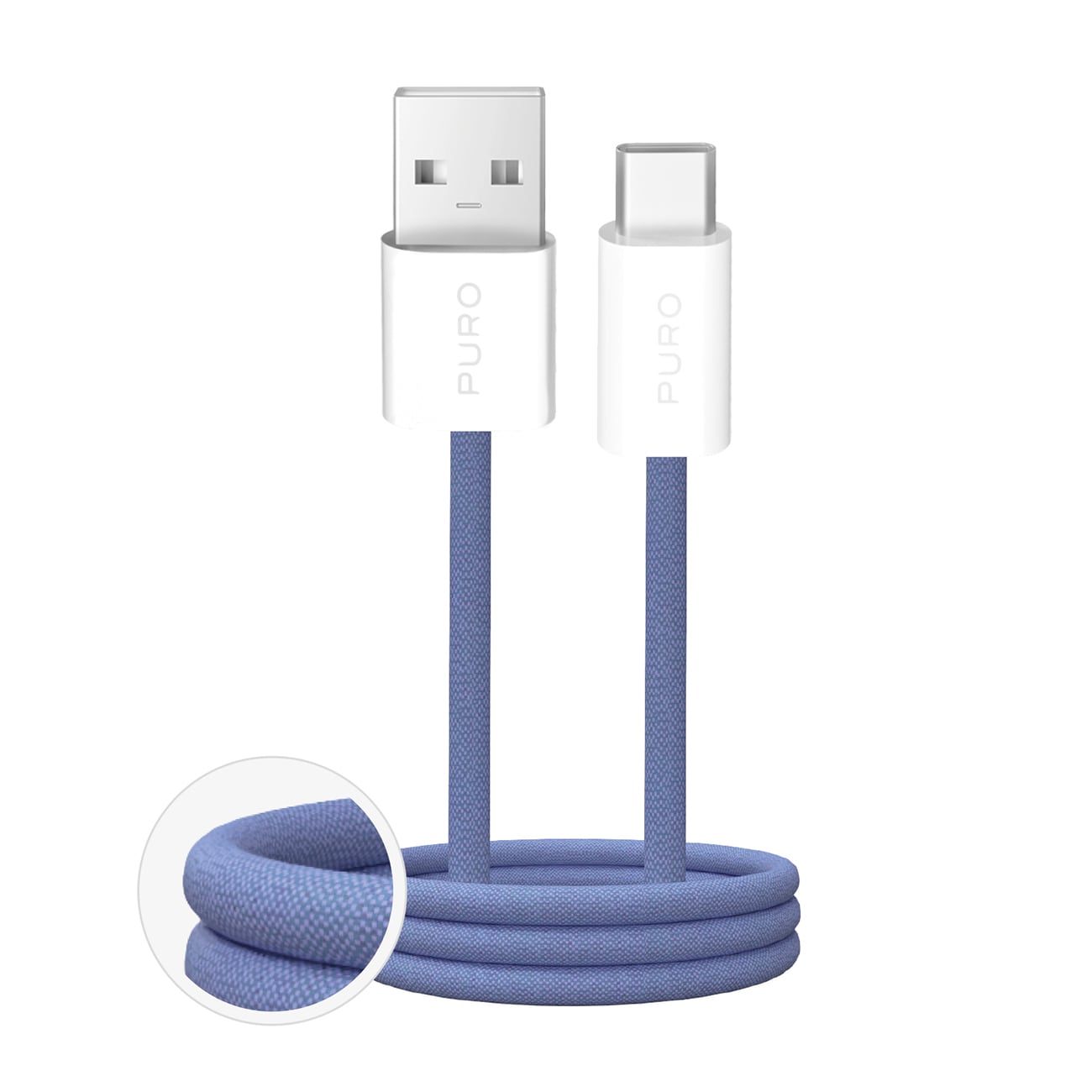 Puro Fabrik 2.0 10W USB-A - USB-C Flätad kabel 1,5 m - Blå