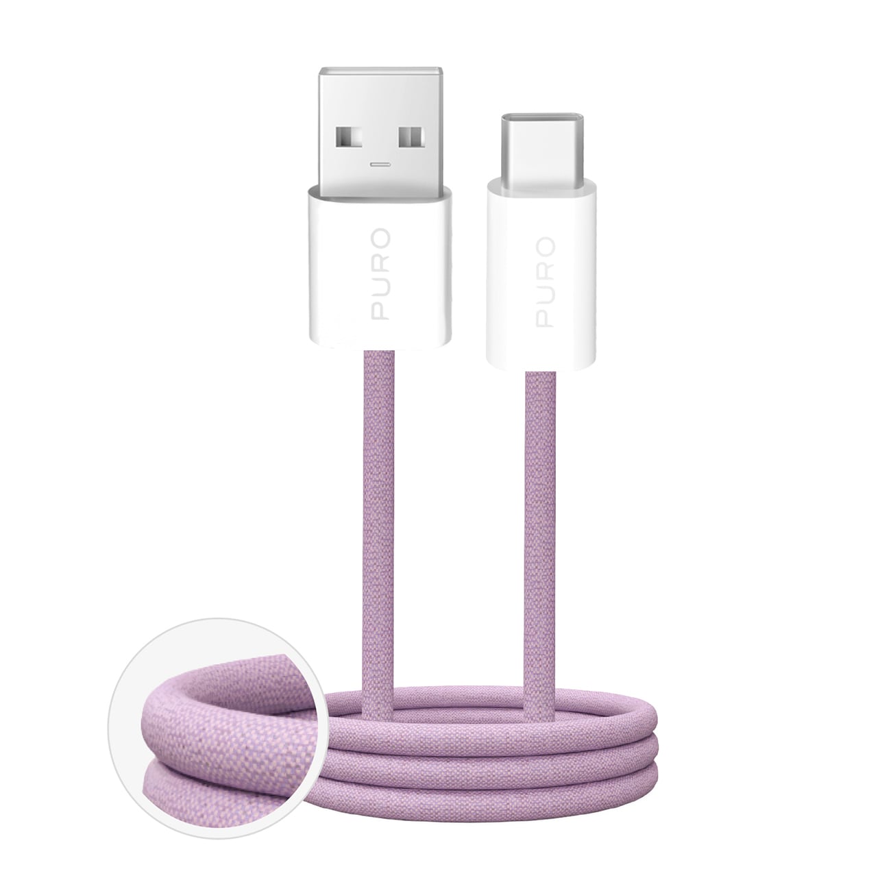 Puro Fabrik 2.0 10W USB-A - USB-C Flätad kabel 1,5 m - Rosa