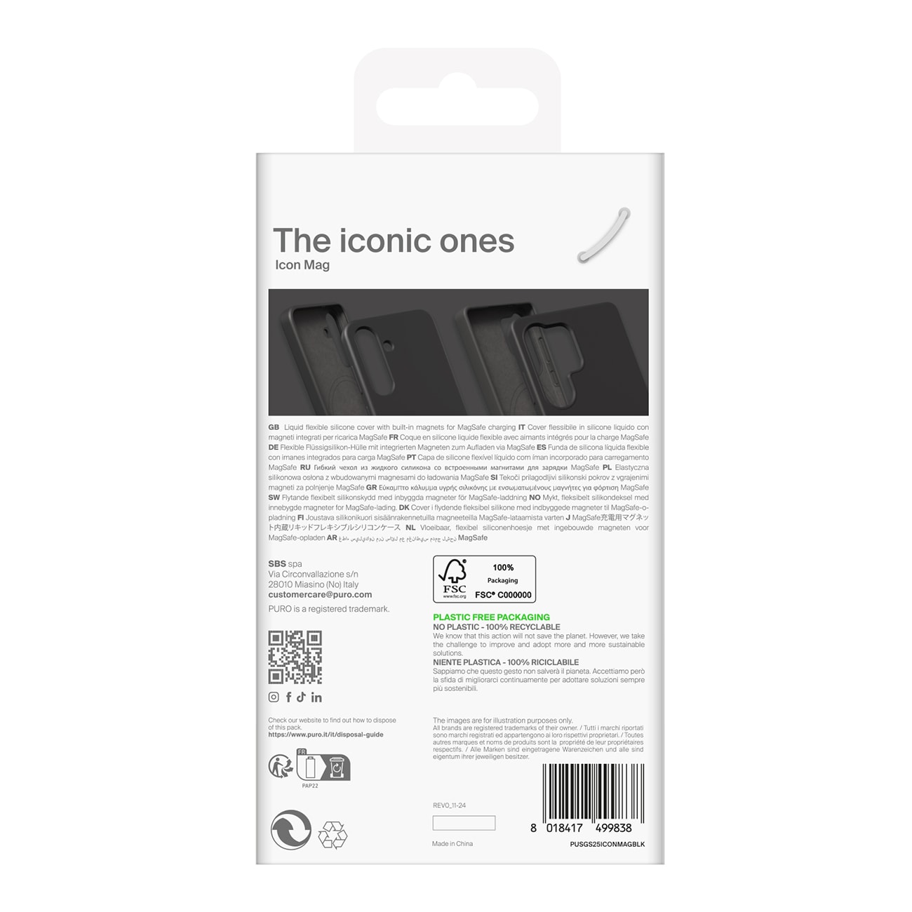 Puro Icon Mag silikoneetui med MagSafe til Samsung Galaxy S25 - Sort