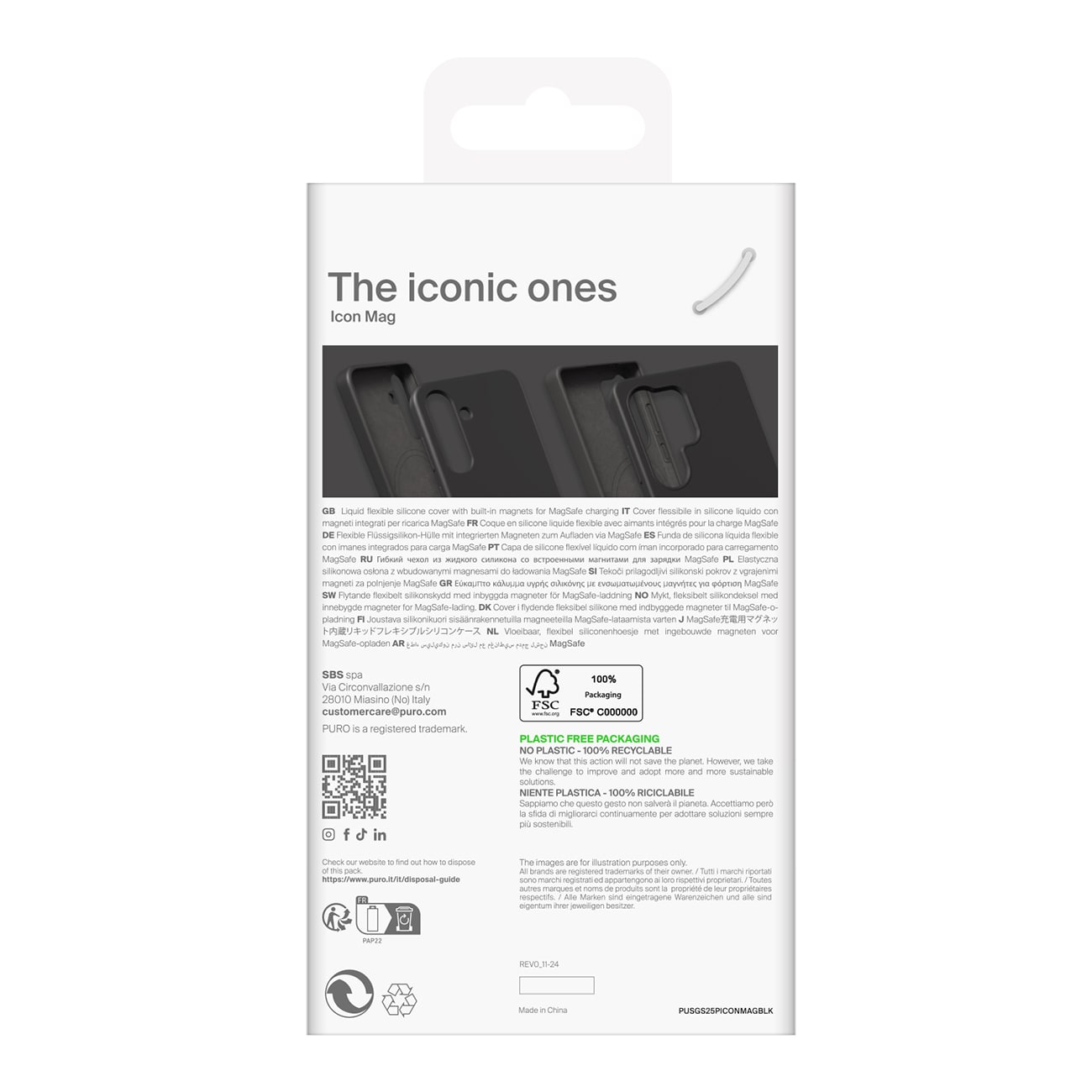 Puro Icon Mag silikoneetui med MagSafe til Samsung Galaxy S25+ - Sort