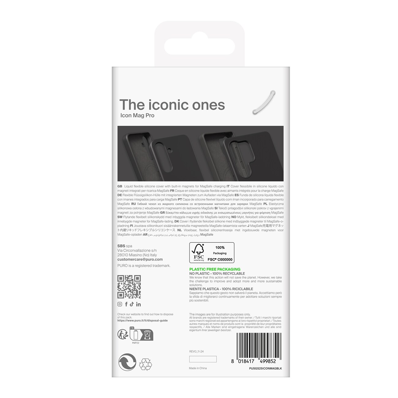 Puro Icon Mag silikoneetui med MagSafe til Samsung Galaxy S25 Ultra - Sort