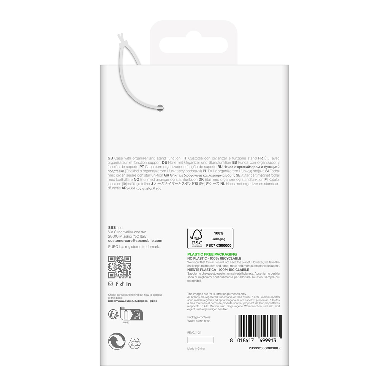 Puro Booklet-etui med flip og pung til Samsung Galaxy S25+ - Sort