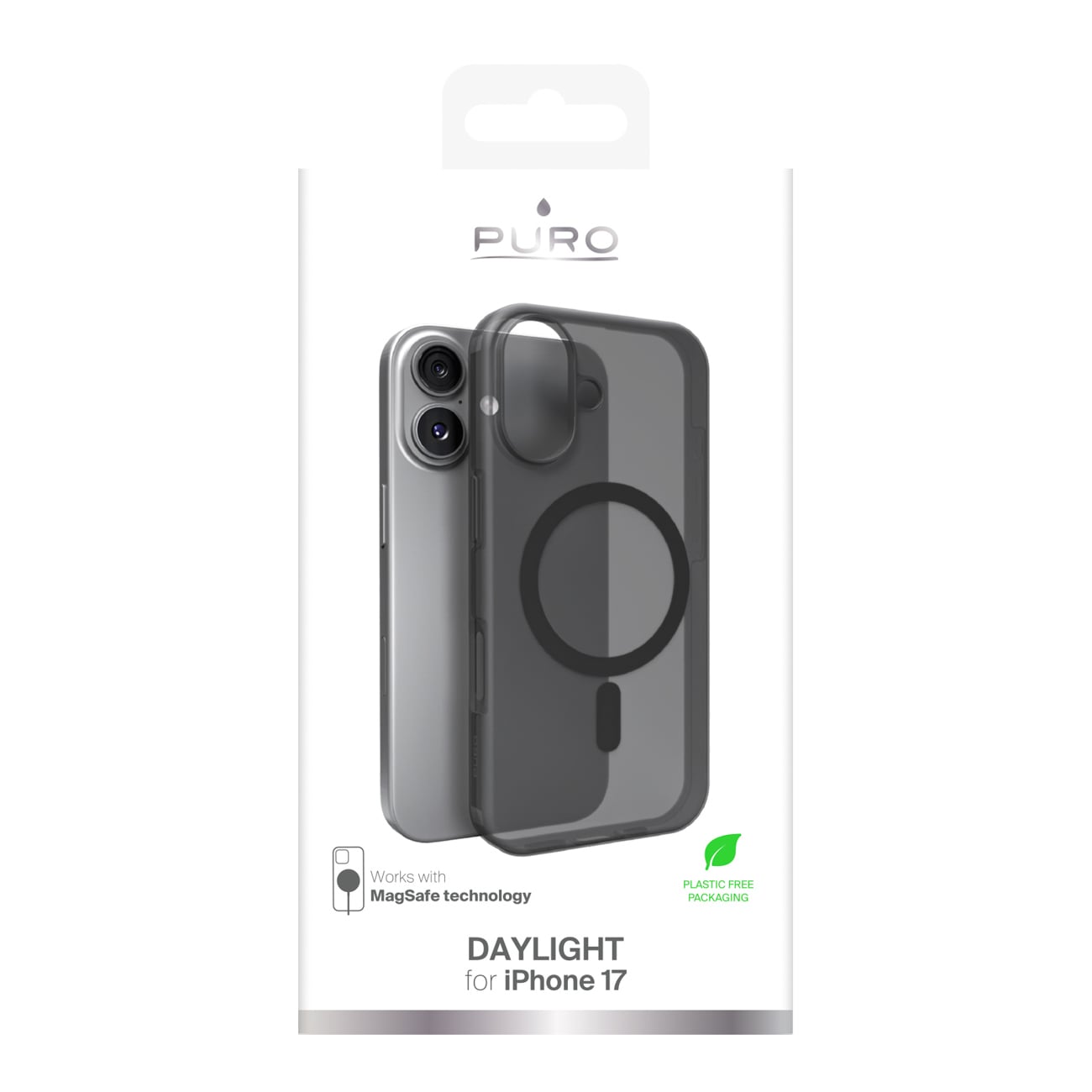 Puro Daylight Magsafe-kompatibelt silikoneetui til iPhone 17 - Gennemsigtig sort