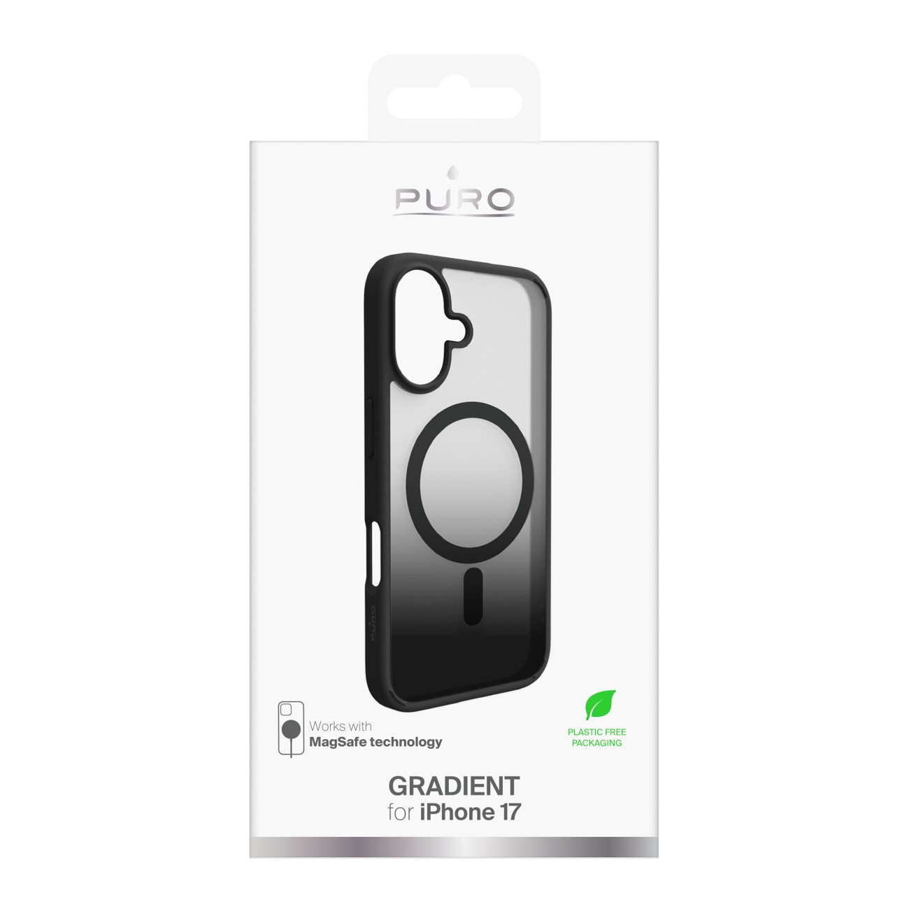 Puro Gradient TPU MagSafe-kompatibelt etui til iPhone 17 - Sort