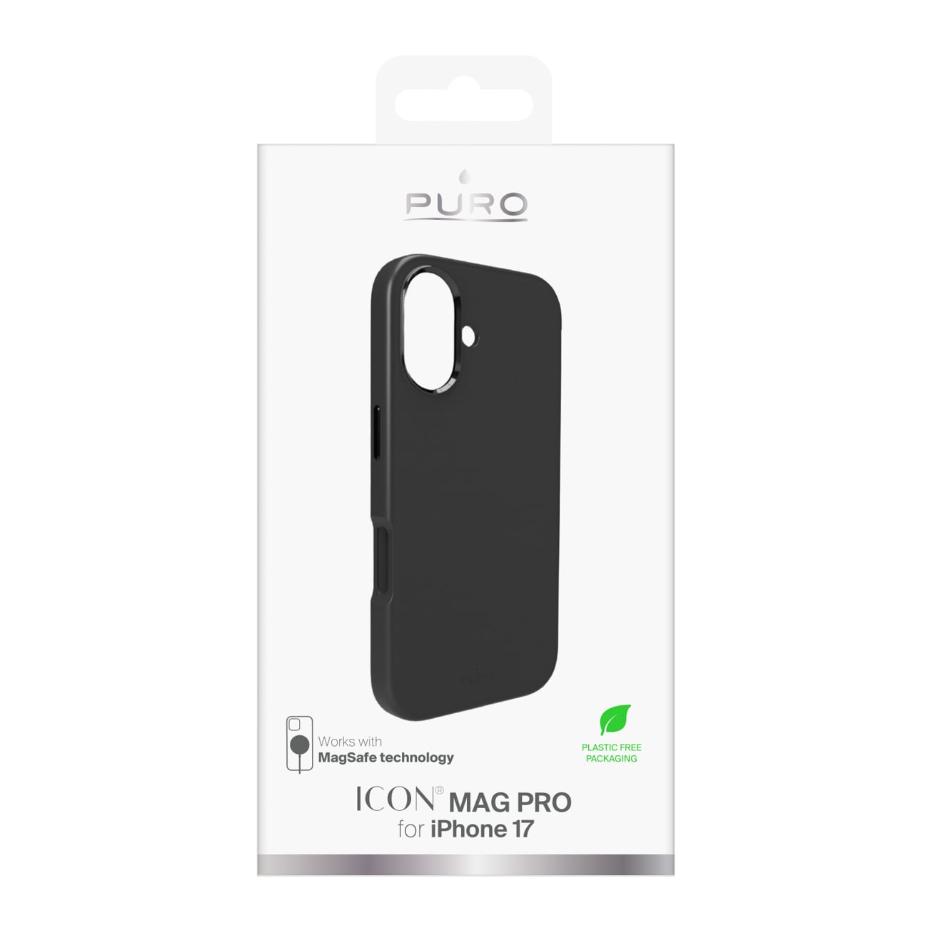 Pure Icon Mag Pro flydende silikoneetui til iPhone 17, MagSafe, kamerabeskyttelse - Sort
