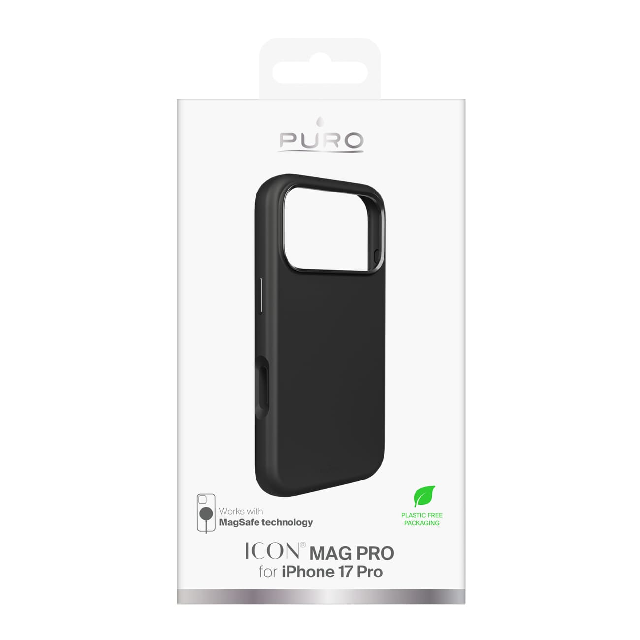 Pure Icon Mag Pro flydende silikoneetui til iPhone 17 Pro, MagSafe, med kamerabeskyttelse - Sort