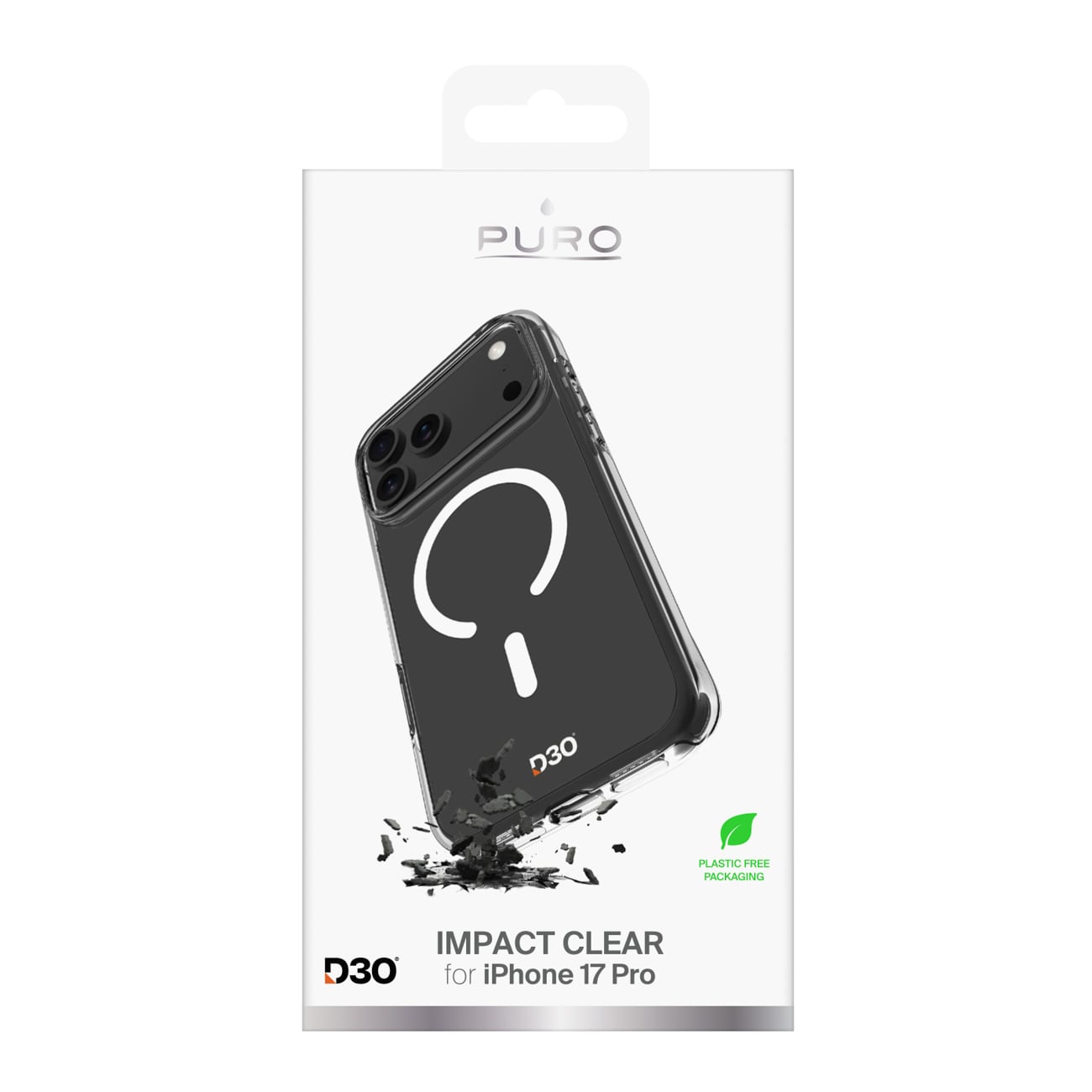 Puro Impact Clear D3O TPU+PC-etui kompatibelt med MagSafe til iPhone 17 Pro - Transparent