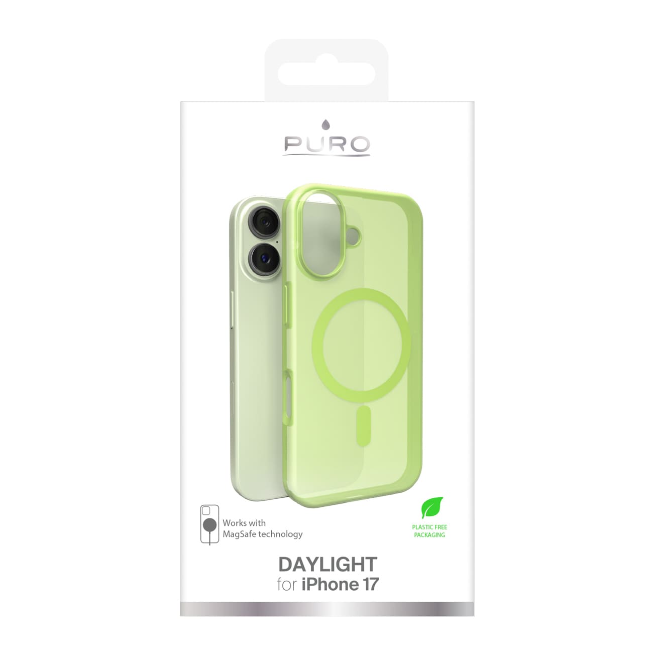 Puro Daylight Magsafe-kompatibelt silikoneetui til iPhone 17 - Gennemsigtig grøn