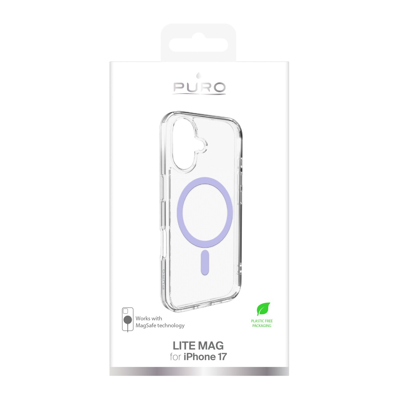 Puro Lite Mag TPU+PC-etui kompatibelt med MagSafe til iPhone 17 - gennemsigtigt med pink ring