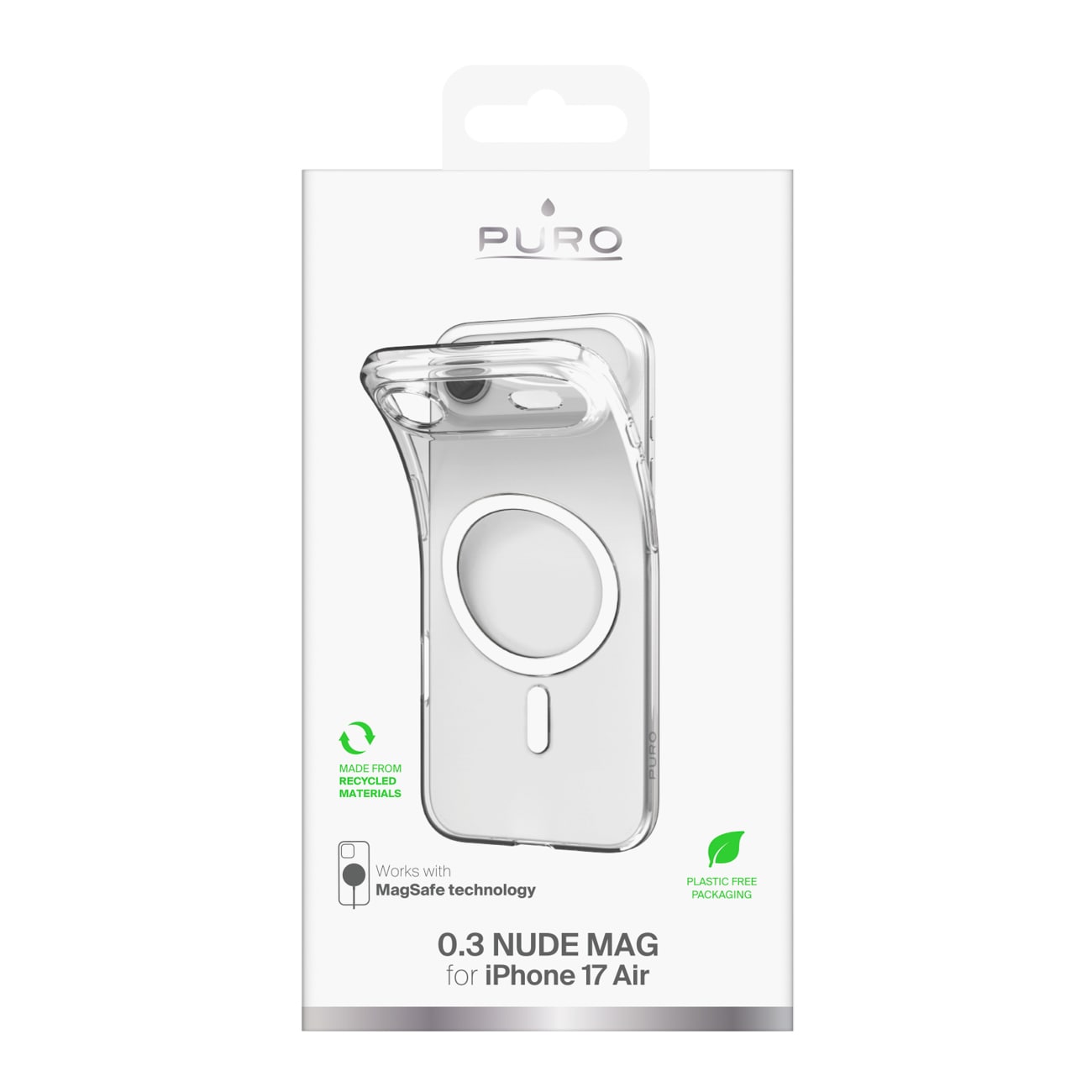 Puro 0.3 MAG Ultra-Slim TPU Etui Kompatibel med MagSafe til iPhone 17 Air - Transparent