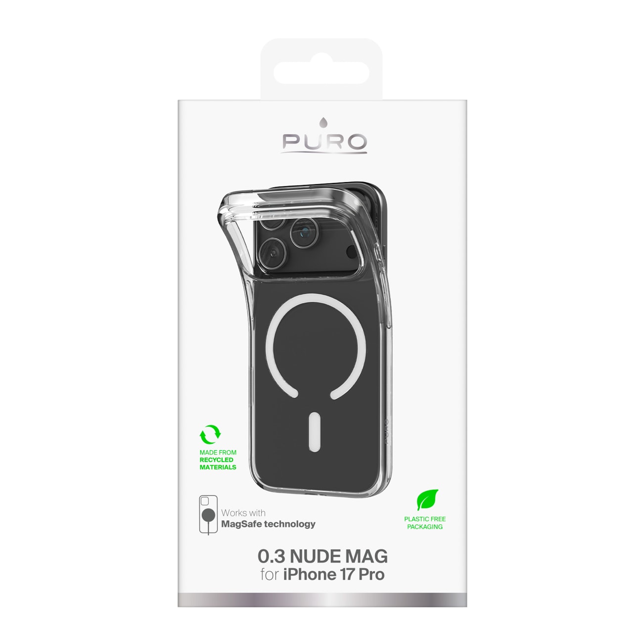 Puro 0.3 MAG Ultra-Slim TPU Etui Kompatibel med MagSafe til iPhone 17 Pro Max - Transparent