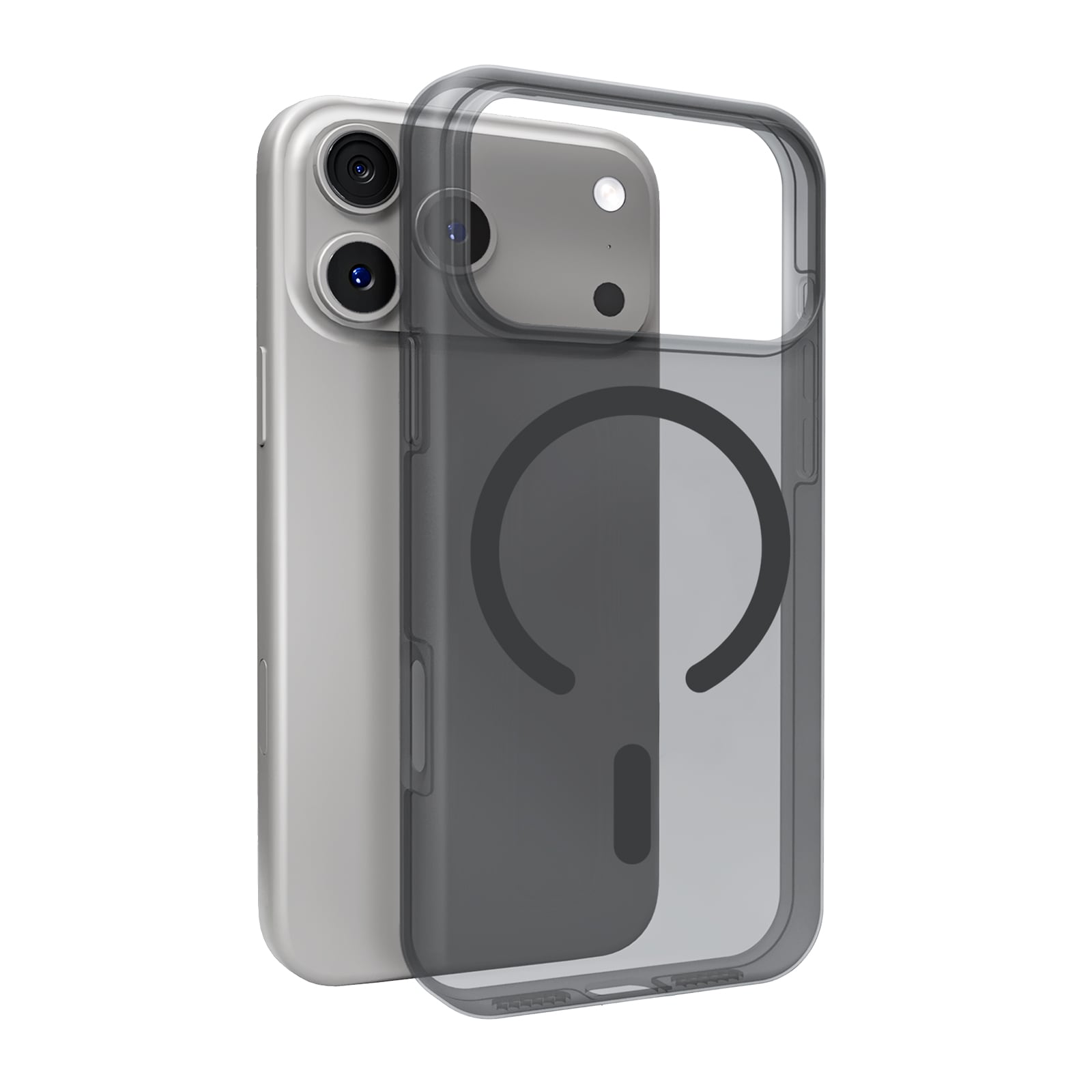 Puro Daylight Magsafe-kompatibelt silikonfodral för iPhone 17 Pro - genomskinlig svart