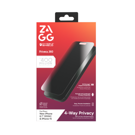ZAGG InvisibleShield Glass Elite Privacy 360 för iPhone 15 / 16