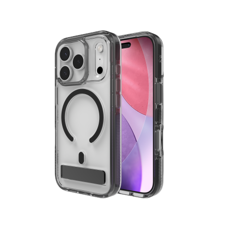 ZAGG Santa Cruz Snap KS MagSafe-fodral med stativ för iPhone 17 Pro - Klar och svart