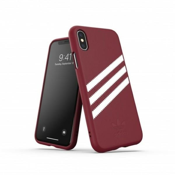 Adidas OR Formgjutet PU-mockafodral för iPhone X / XS - vinröd