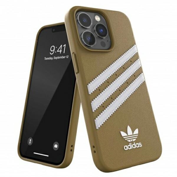 Adidas OR Formstøbt etui PU til iPhone 13 Pro Max - Beige og guld