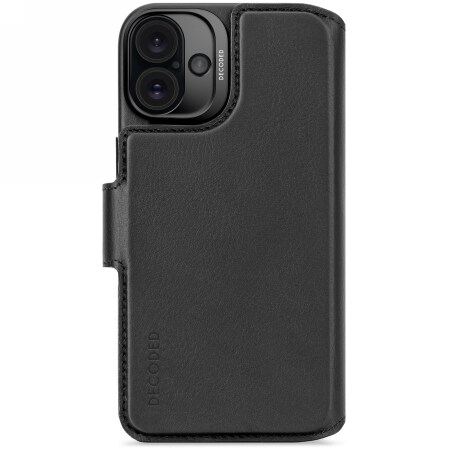 Decoded läder Avtagbart MagSafe-fodral med plånbok för iPhone 16 Plus - Svart