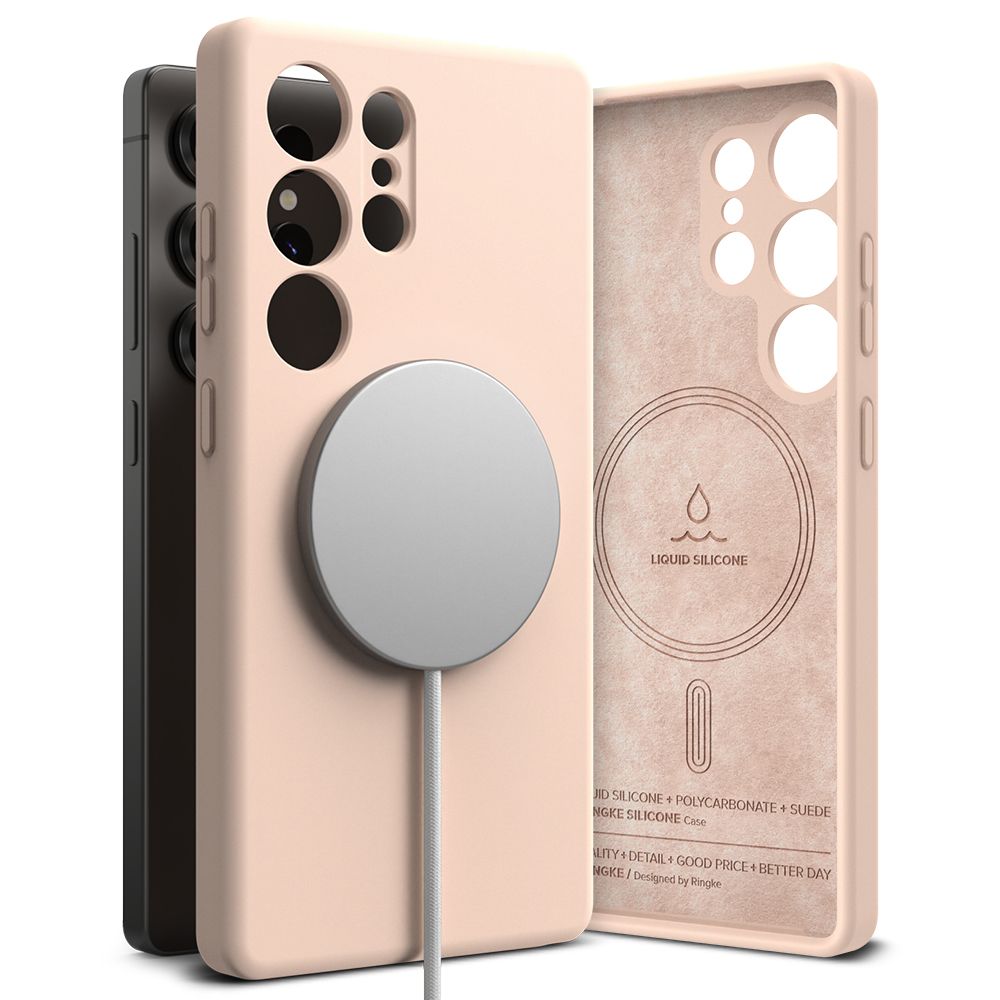 Ringke MagSafe-fodral i silikon för Samsung Galaxy S25 Ultra - Rosa