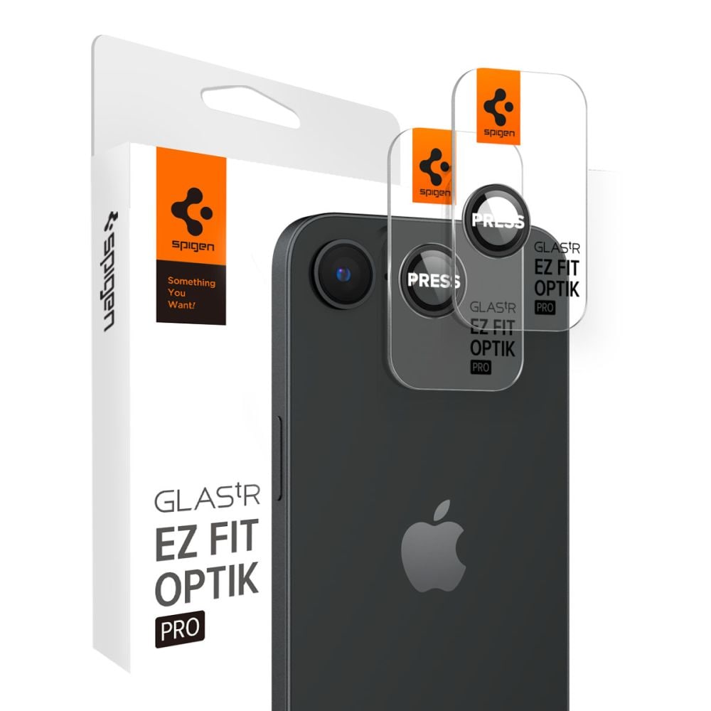 Spigen Optik Pro GLAS.TR "Ez Fit" kameraskydd 2-pack för iPhone 16e - Svart