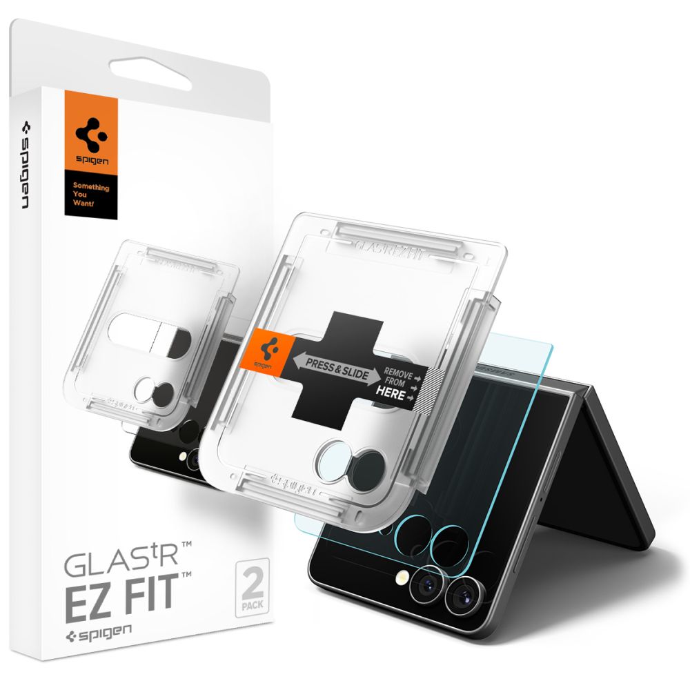 Spigen Glas.TR EZ Fit HD härdat glas 2-pack för Samsung Galaxy Z Flip 7 - Transparent