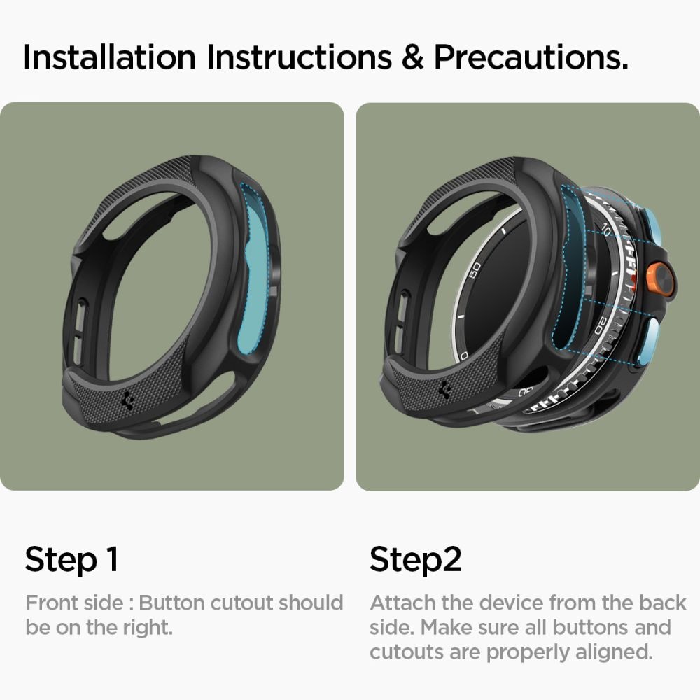 Spigen Liquid Air-etui til Samsung Galaxy Watch 8 Classic 46mm - Sort