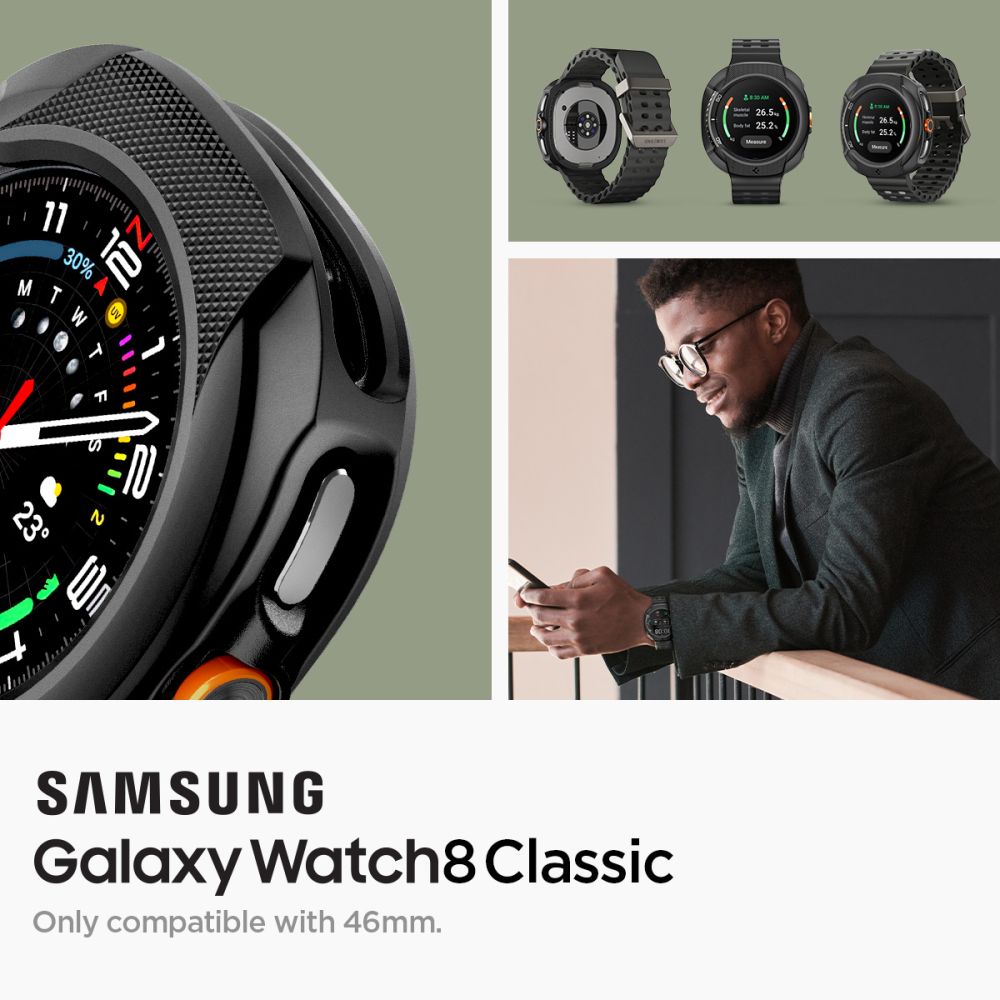 Spigen Liquid Air-etui til Samsung Galaxy Watch 8 Classic 46mm - Sort