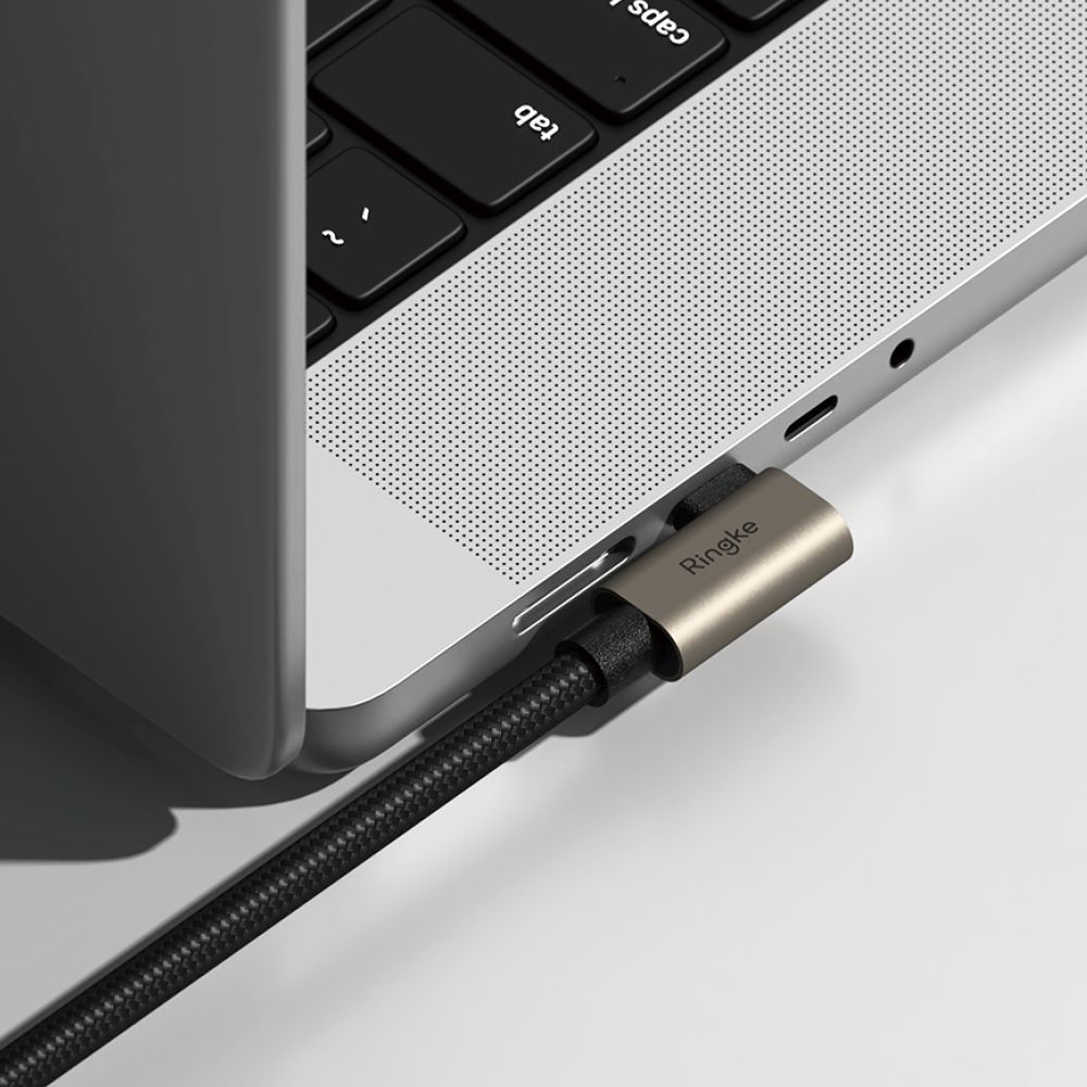 Ringke 3.2 gen. 2x2 USB-C, PD 3.1 240W 2m vinklad kabel - svart