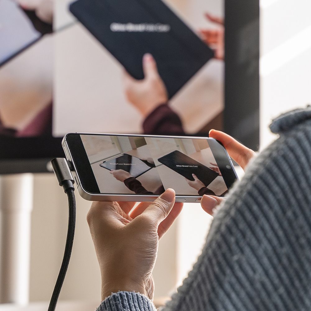 Ringke 3.2 gen. 2x2 USB-C, PD 3.1 240W 2m vinklad kabel - svart