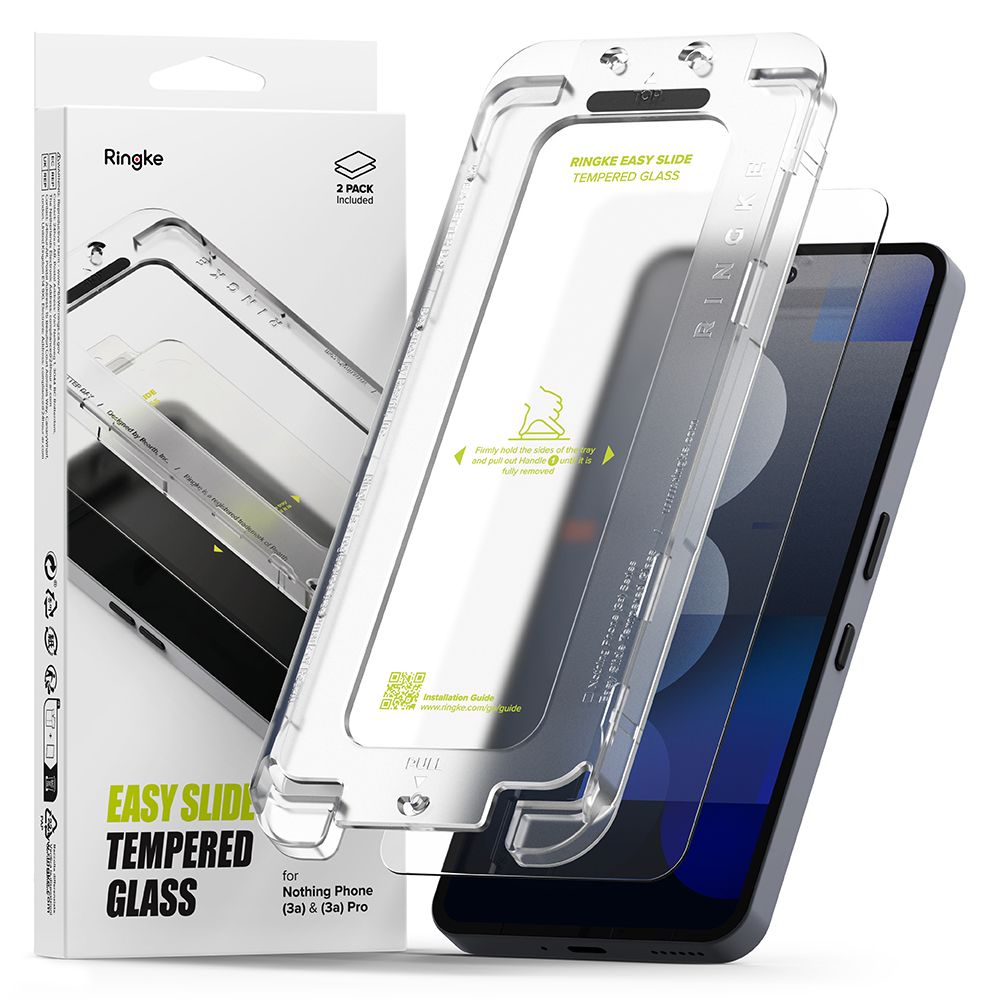 Ringke Easy Slide härdat glas 2-pack för Nothing Phone 3A / 3A Pro - Klar