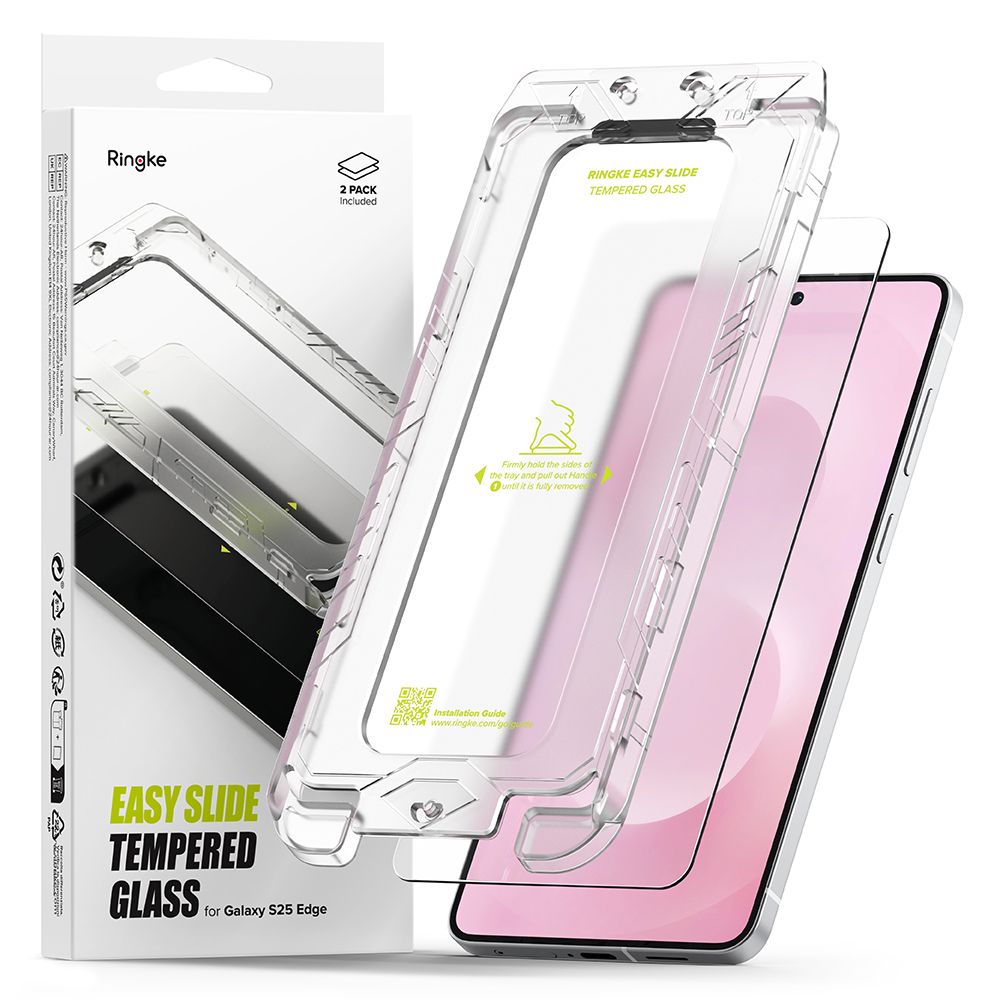 Ringke Easy Slide 2-pack härdat glas för Samsung Galaxy S25 Edge - transparent