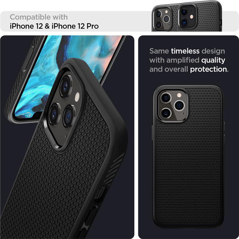 Spigen Liquid Air-etui til iPhone 12 / iPhone 12 Pro - mat sort