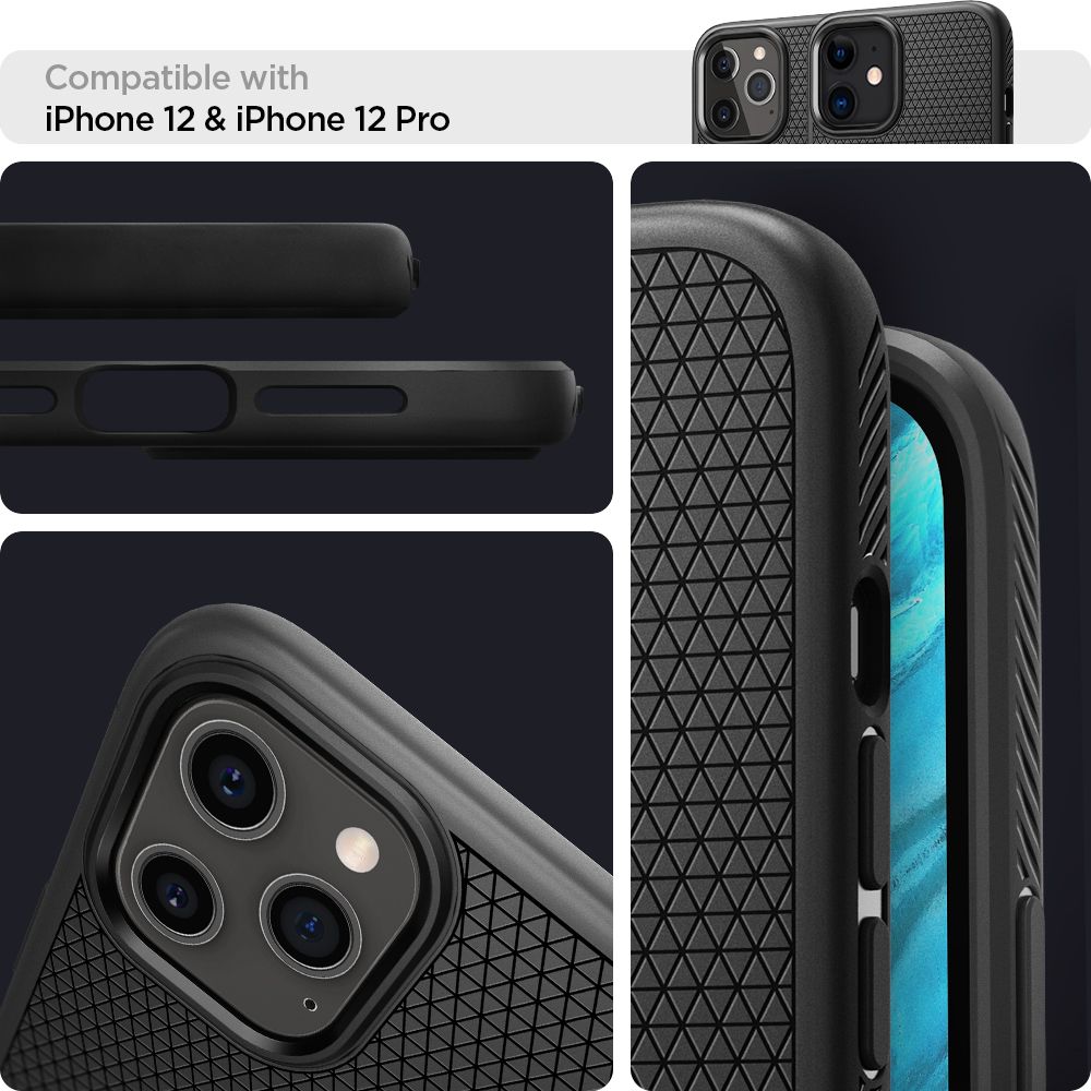 Spigen Liquid Air-etui til iPhone 12 / iPhone 12 Pro - mat sort