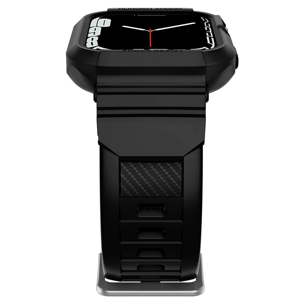 Spigen Rugged Armor Pro-etui med rem til Apple Watch 4 / 5 / 6 / 7 / 8 / SE (44/45 mm) - Sort