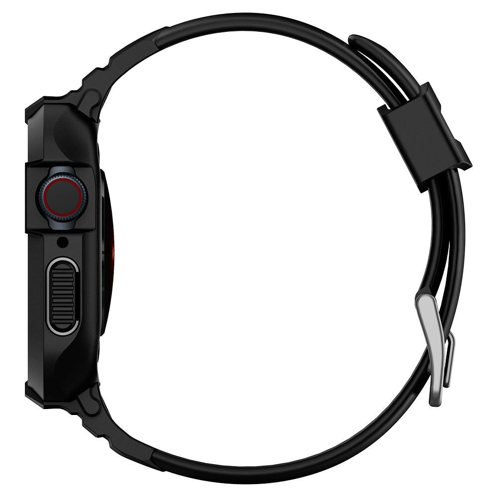 Spigen Rugged Armor Pro-etui med rem til Apple Watch 4 / 5 / 6 / 7 / 8 / SE (44/45 mm) - Sort