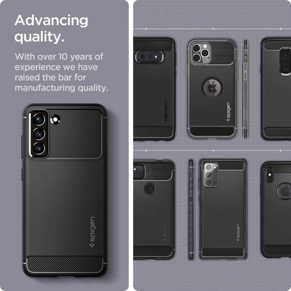 Spigen Robust panseretui til Samsung Galaxy S21 FE - mat sort