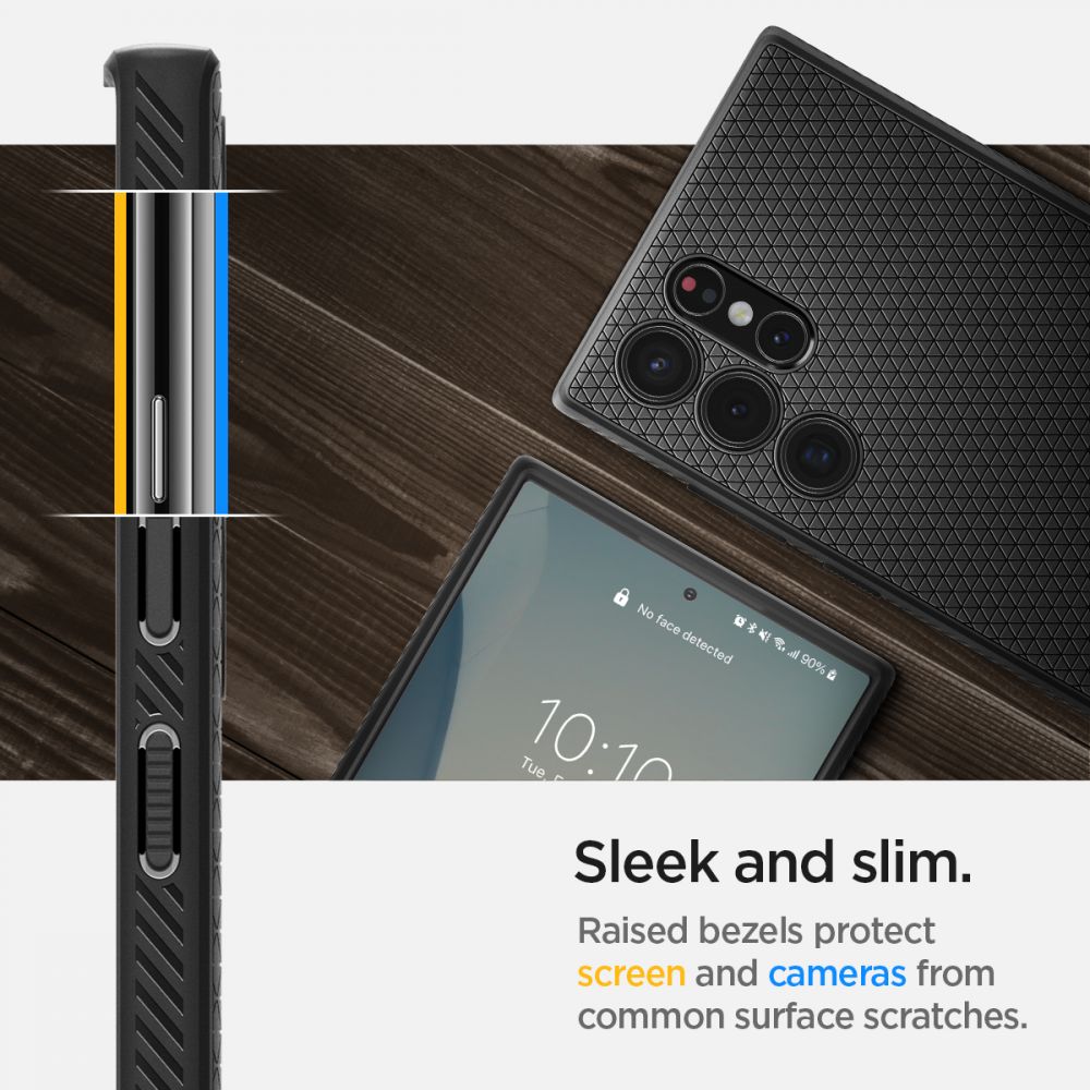 Spigen Liquid Air-etui til Samsung Galaxy S22 Ultra - mat sort