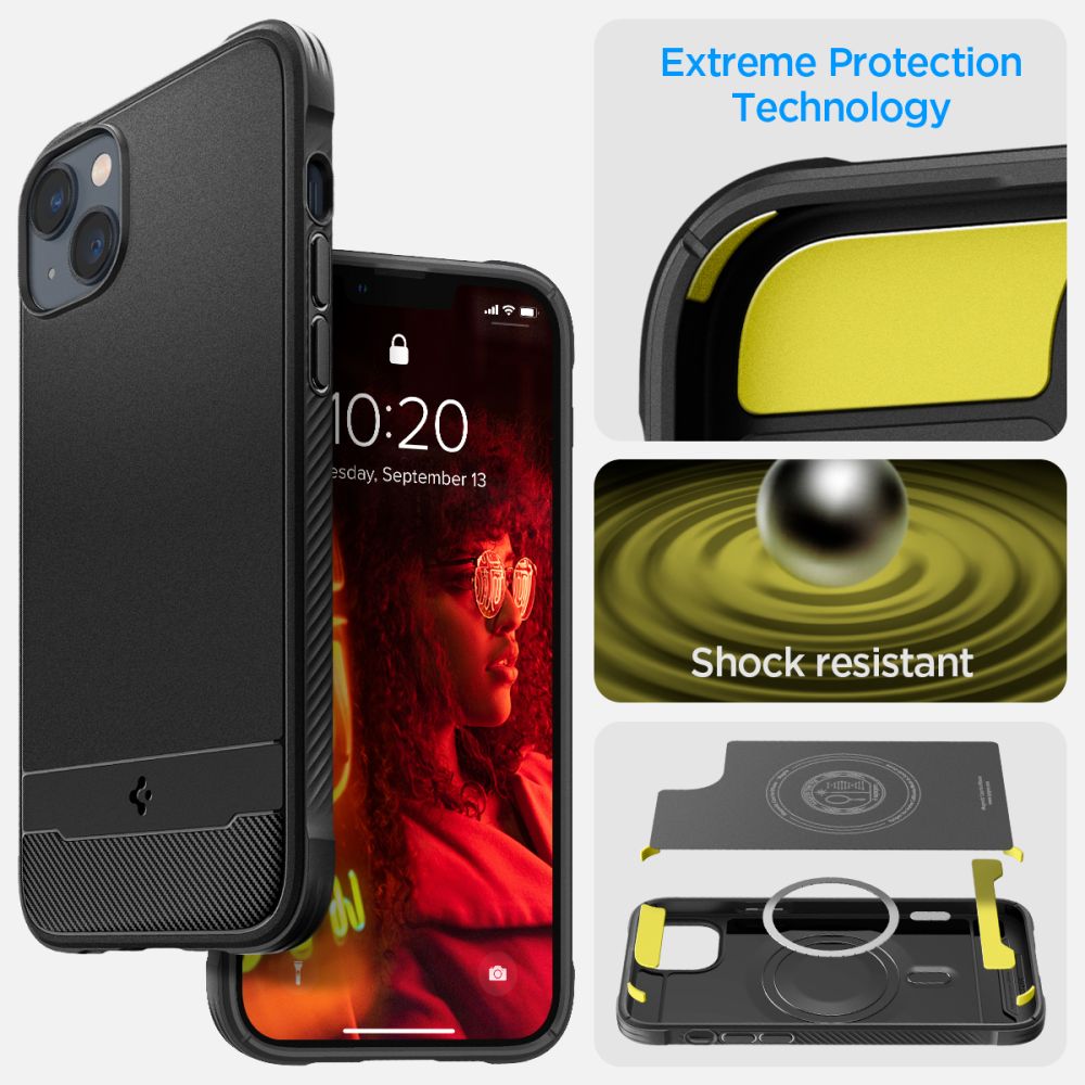 Spigen Rugged Armor Mag Case med MagSafe til iPhone 14 - mat sort