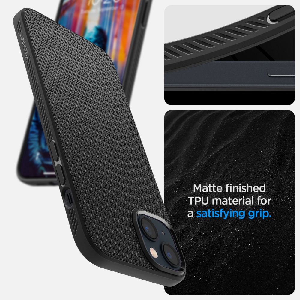 Spigen Liquid Air iPhone 14-kuffert - mat sort