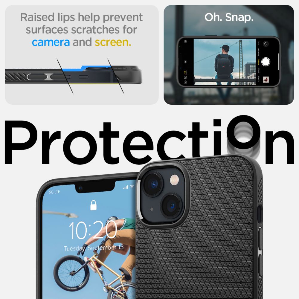 Spigen Liquid Air iPhone 14-kuffert - mat sort