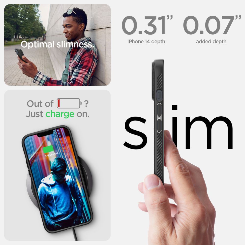 Spigen Liquid Air iPhone 14-kuffert - mat sort