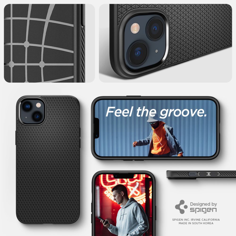 Spigen Liquid Air iPhone 14-kuffert - mat sort