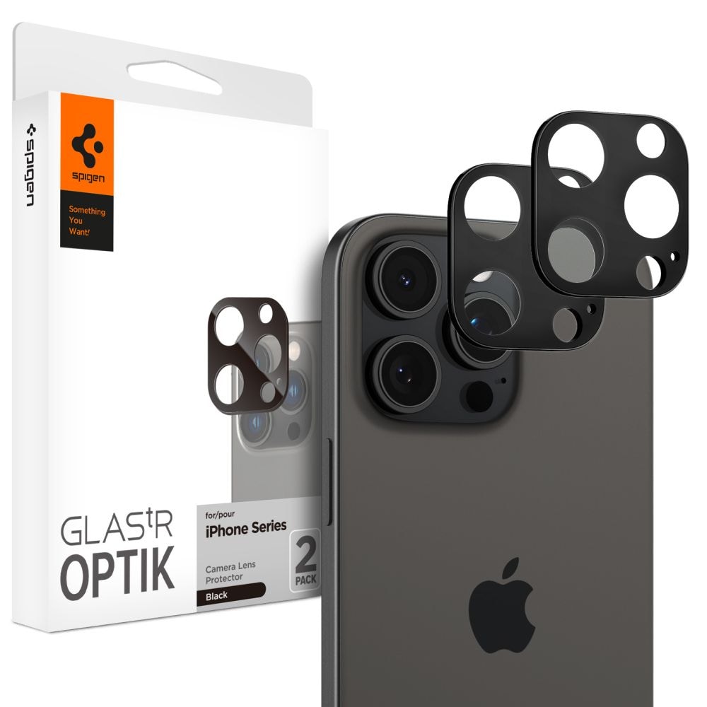 Spigen Optik.tR Kameraskydd för iPhone 14/15/16 Pro/Pro Max - Svart (2 st.)